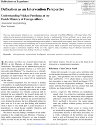 Defixation as an Intervention Perspective - Understanding wicked problems at the Dutch Ministry of Foreign Affairs